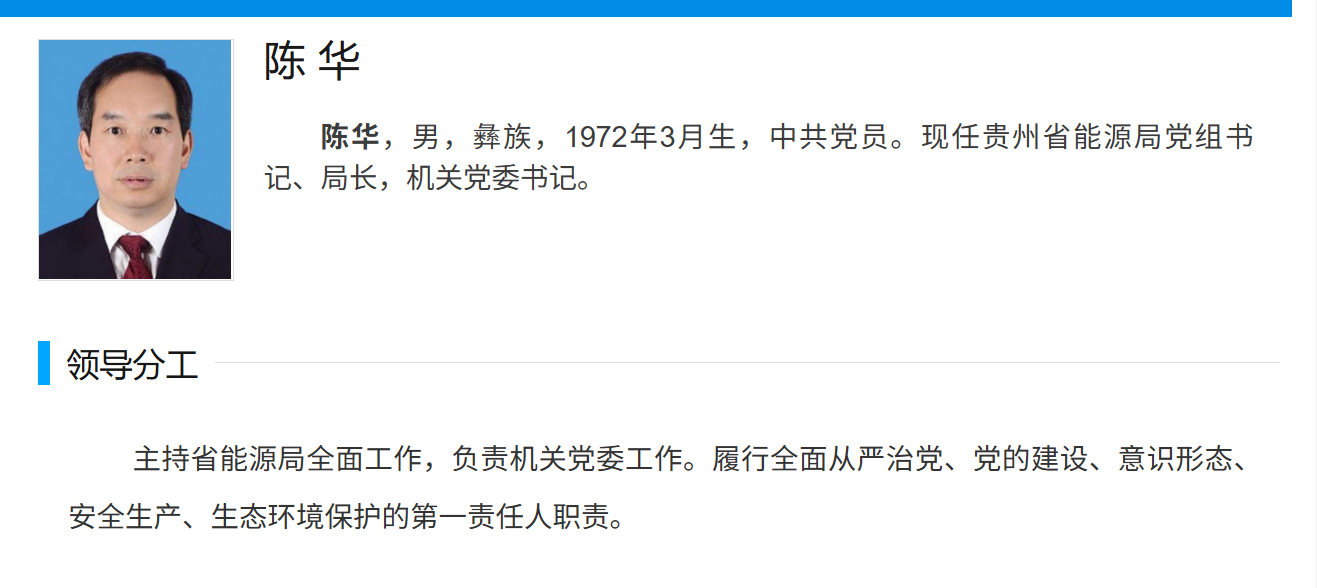 陈华主持贵州省能源局全面工作/图片来源：截图自贵州省能源局kf凯发官网