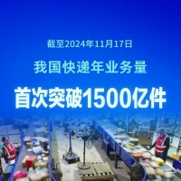 我国快递年业务量首次突破1500亿件